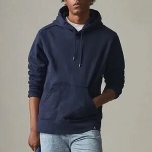 American Giant Navy Blue Pullover Hoodie Fleece Lined Made in USA Size L